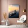 Luxusyacht bei Sonnenaufgang, Acrylbild oder Leinwand