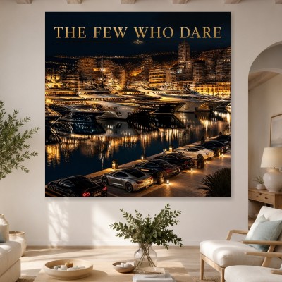 Luxuriöse Hafenstadt bei Nacht als Gallery Print oder Acrylbild