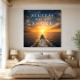 Maritimes Sonnenuntergangsboot als Wandbild oder Poster mit inspirierendem Text