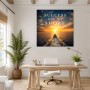 Maritimes Sonnenuntergangsboot als Wandbild oder Poster mit inspirierendem Text
