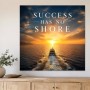 Maritimes Sonnenuntergangsboot als Wandbild oder Poster mit inspirierendem Text