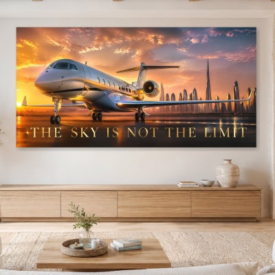 Eleganter Privatjet am Sonnenuntergang, Luxus Wandbild oder Fine Art Print