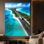 Exotische Inselpiste mit Flugzeug, Poster oder Leinwand für Reisegefühl