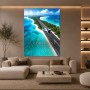 Exotische Inselpiste mit Flugzeug, Poster oder Leinwand für Reisegefühl