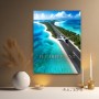 Exotische Inselpiste mit Flugzeug, Poster oder Leinwand für Reisegefühl