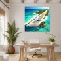 Tropische Landebahn als Wandbild oder Poster mit Flugzeug