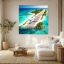 Tropische Landebahn als Wandbild oder Poster mit Flugzeug