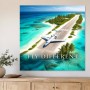 Tropische Landebahn als Wandbild oder Poster mit Flugzeug