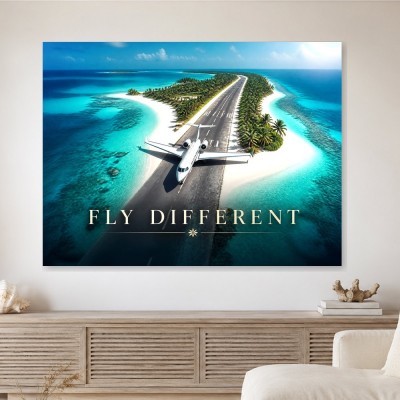 Luxus Wandbild oder Gallery Print mit tropischer Flugzeugkulisse