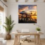 Luxuriöses Flugzeug bei Sonnenuntergang, Leinwand oder Acrylbild