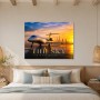Luxus Wandbild oder Acrylbild mit Jet vor Skyline bei Sonnenuntergang