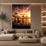 Luxus Wandbild oder Fine Art Print mit Flugzeug und Skyline