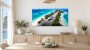 Karibische Inselpiste mit Jet als Leinwand oder Acrylbild
