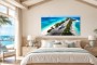 Karibische Inselpiste mit Jet als Leinwand oder Acrylbild