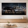 Luxus Wandbild oder Fine Art Print mit Privatjet in nächtlicher Skyline