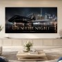 Luxus Wandbild oder Fine Art Print mit Privatjet in nächtlicher Skyline