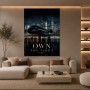 Luxuriöses Wandbild und Fine Art Print mit Nachtflug über der Skyline