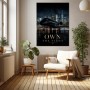 Luxuriöses Wandbild und Fine Art Print mit Nachtflug über der Skyline