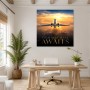 Jet über der Stadt, Acrylbild oder Leinwand mit Sonnenaufgang