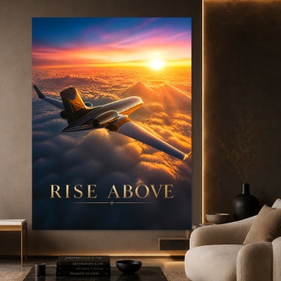 Elegantes Wandbild oder Fine Art Print mit Jet über den Wolken