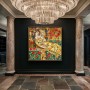 Leinwandbild mit floraler Frauenfigur in goldener Ornamentik