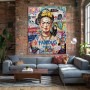 Pop Art Leinwandbild mit Porträt, Schriftzügen und urbanen Symbolen