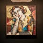 Leinwandbild mit dekorativem Frauenporträt in Patchwork-Optik