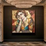 Leinwandbild mit dekorativem Frauenporträt in Patchwork-Optik
