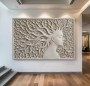 Relief-Wandbild mit meditativem Profil und fließenden Linien