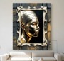 Elegantes Leinwandbild mit goldener Frauenbüste im Ornamentrahmen