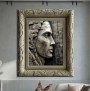 Skulpturale Profilstudie als Leinwandbild in Grau und Beige
