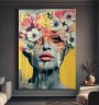 Ausdrucksstarkes Leinwandbild mit floraler Frauenfigur