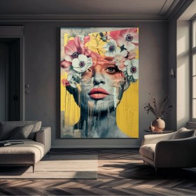 Ausdrucksstarkes Leinwandbild mit floraler Frauenfigur Ausdrucksstarkes Leinwandbild mit floraler Frauenfigur