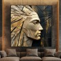 Abstraktes Wandbild mit plastischem Profil in Gold und Schwarz