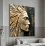 Abstraktes Wandbild mit plastischem Profil in Gold und Schwarz