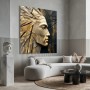 Abstraktes Wandbild mit plastischem Profil in Gold und Schwarz