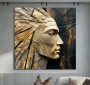 Abstraktes Wandbild mit plastischem Profil in Gold und Schwarz