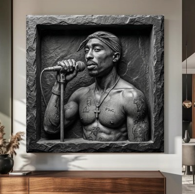 Monochromes Portrait eines Sängers als ausdrucksstarkes Leinwandbild 3D