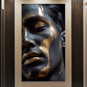 Elegantes Porträt mit goldenen Akzenten als Leinwandbild Elegantes Porträt mit goldenen Akzenten als Leinwandbild