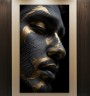 Abstraktes Gesicht in Schwarz und Gold als Leinwandbild