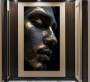 Abstraktes Gesicht in Schwarz und Gold als Leinwandbild