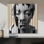 Abstraktes Leinwandbild mit fragmentiertem Gesicht in Schwarz Weiß