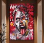Expressives Leinwandbild mit farbigem Graffiti-Porträt