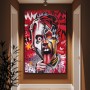 Expressives Leinwandbild mit farbigem Graffiti-Porträt