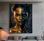 Abstraktes Porträt als Leinwandbild in Gold und Dunkelblau