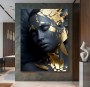 Elegantes Porträt auf Leinwand mit goldenen Akzenten