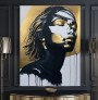 Modernes Leinwandbild mit abstraktem Porträt in Schwarz und Gold