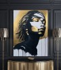 Modernes Leinwandbild mit abstraktem Porträt in Schwarz und Gold