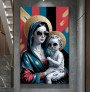 Moderne Madonna mit Kind als farbstarkes Leinwandbild
