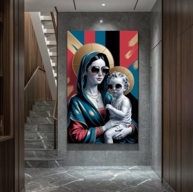 Moderne Madonna mit Kind als farbstarkes Leinwandbild Moderne Madonna mit Kind als farbstarkes Leinwandbild